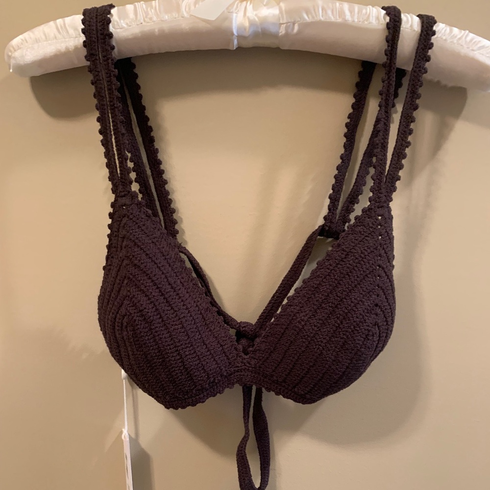 REBECCA TAYLOR CROCHET BRALETTE - BROWN - SIZE M